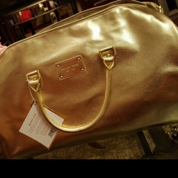 Michael Kors Metallic Gold Duffel Bag NWT - Picture 1 of 3